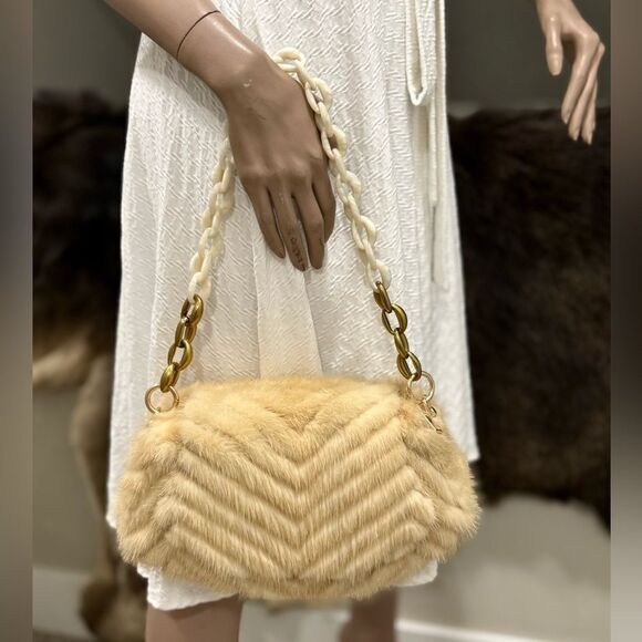 Luxury Real Mink Fur Handmade Fold Over Flap Bag/Shoulder Bag/Crossbody - Picture 4 of 16